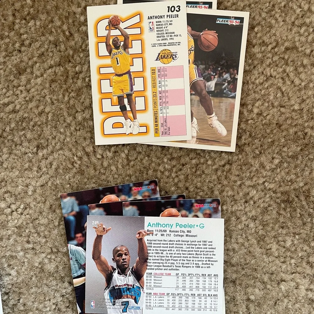 Set of 10 Anthony Peeler basketball cards Grizzlies And Lakers - Picture 6 of 6